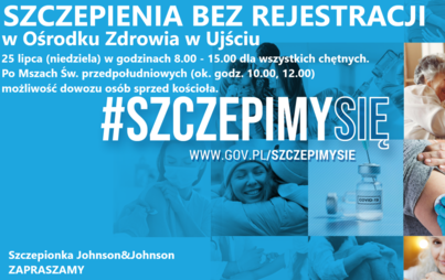 Zdjęcie do SZCZEPIENIA BEZ REJESTRACJI w Ośrodku Zdrowia w Ujściu