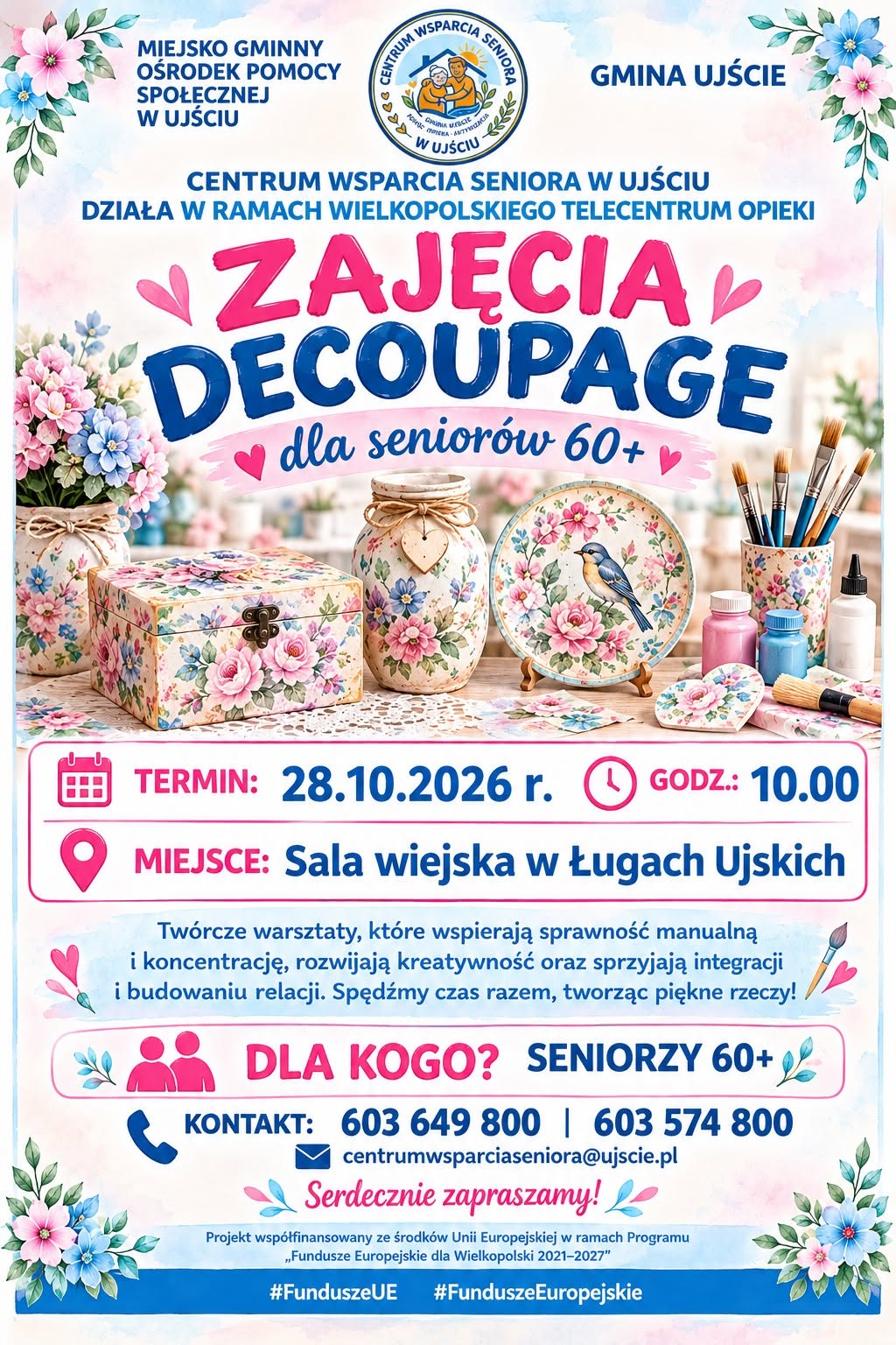 Centrum Wsparcia Seniora zaprasza na&nbsp;zajęcia decoupage