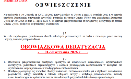 Zdjęcie do Obwieszczenie w sprawie obowiązkowej DERATYZACJI