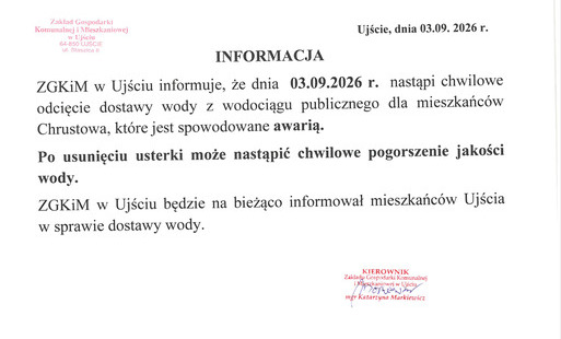 Zdjęcie do Komunikat ZGKiM: awaria wody w Chrustowie